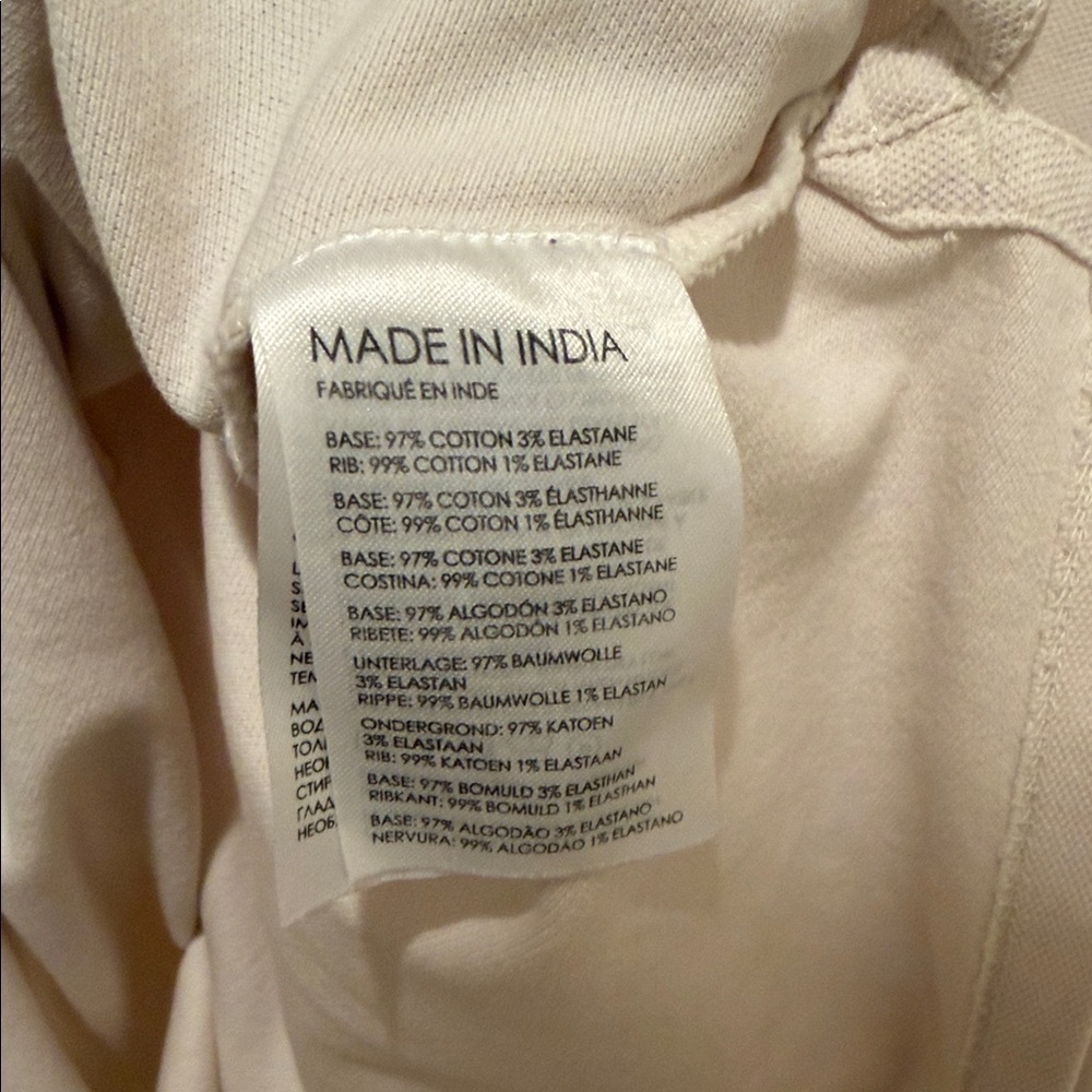 Club Monaco Polo Shirt Mens Medium Cream Beige Contrast Collar Stretch - Picture 5 of 9